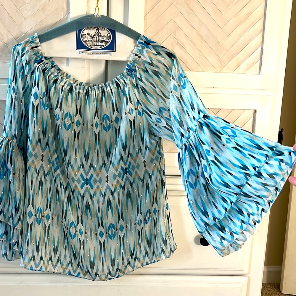 WHBM frilly sleeve blouse